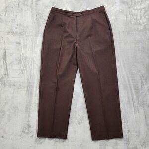 Vintage Koret Pants Womens 14 SHORT Brown High‎ Rise Tapered Ankle Pleated Wool